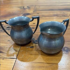 Antique/Vintage Old English Genuine Pewter #09 Sugar Bowl and pitcher